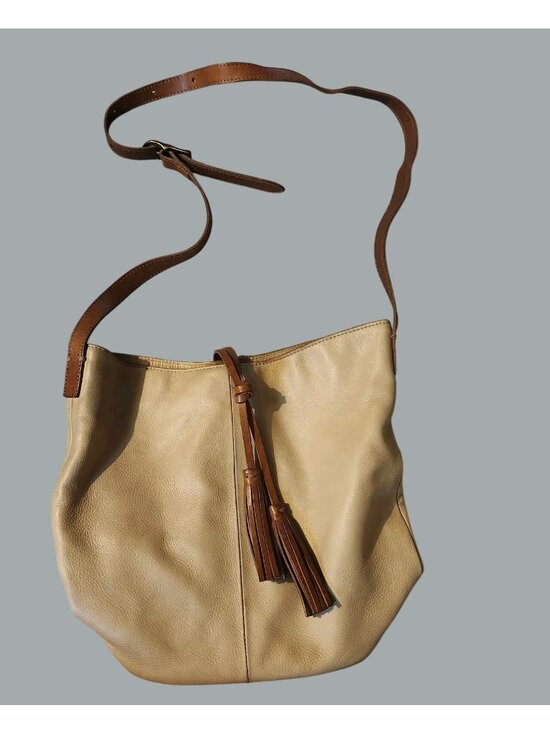 J. Jill Handbags - J. Jill Leather Crossbody Hobo Bucket Bag Boho Hippie Purse